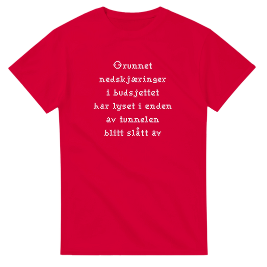 Nedskjæring i budsjettet -Morsom Tekstprint - Norsk design