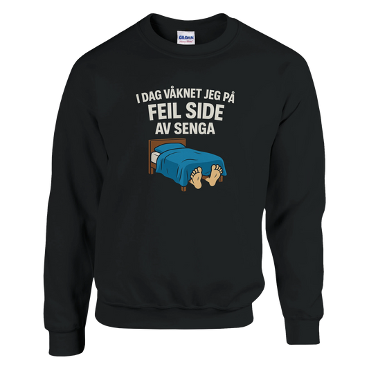 Feil Side Av Senga -Morsom Tekstprint - Norsk design