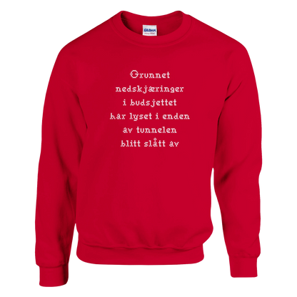 Nedskjæring i budsjettet -Morsom Tekstprint - Norsk design