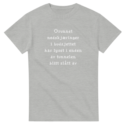 Nedskjæring i budsjettet -Morsom Tekstprint - Norsk design