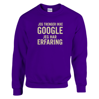 Jeg trenger ikke google, jeg har erfaring -Morsom Tekstprint - Norsk design