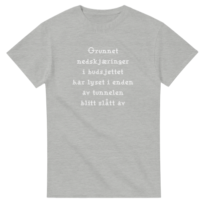 Nedskjæring i budsjettet -Morsom Tekstprint - Norsk design