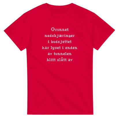 Nedskjæring i budsjettet -Morsom Tekstprint - Norsk design