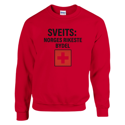 Sveits: Norges Rikeste Bydel -Morsom Tekstprint - Norsk design