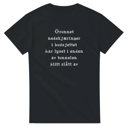 Nedskjæring i budsjettet -Morsom Tekstprint - Norsk design