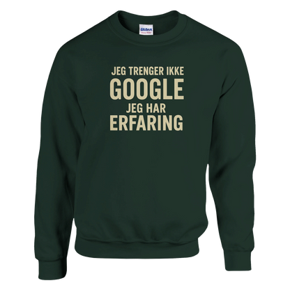 Jeg trenger ikke google, jeg har erfaring -Morsom Tekstprint - Norsk design