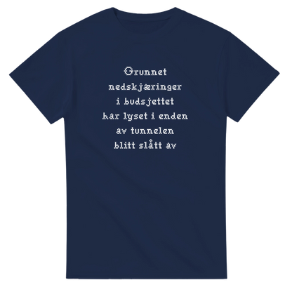 Nedskjæring i budsjettet -Morsom Tekstprint - Norsk design
