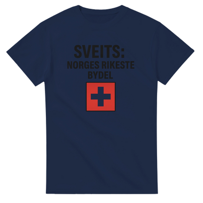 Sveits: Norges Rikeste Bydel -Morsom Tekstprint - Norsk design