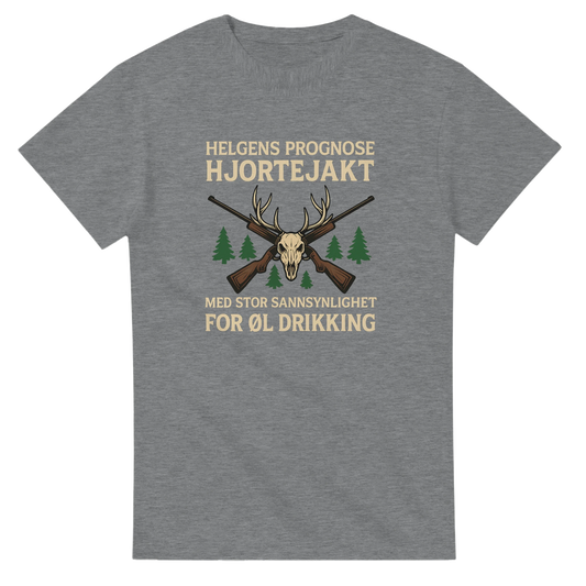 Helgens Prognose Hjortejakt -Morsom Tekstprint - Norsk design