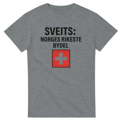 Sveits: Norges Rikeste Bydel -Morsom Tekstprint - Norsk design