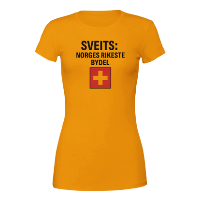 Sveits: Norges Rikeste Bydel -Morsom Tekstprint - Norsk design