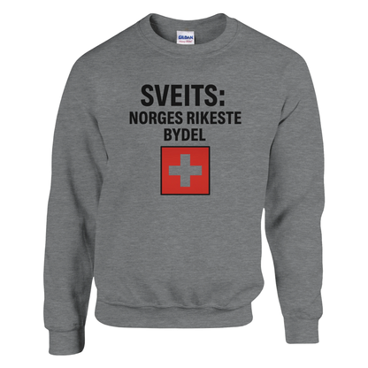 Sveits: Norges Rikeste Bydel -Morsom Tekstprint - Norsk design
